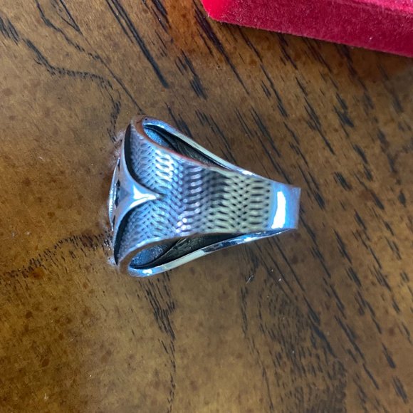 925 Sterling Sliver Men's Ring with Genuine Stone - Picture 4 of 7